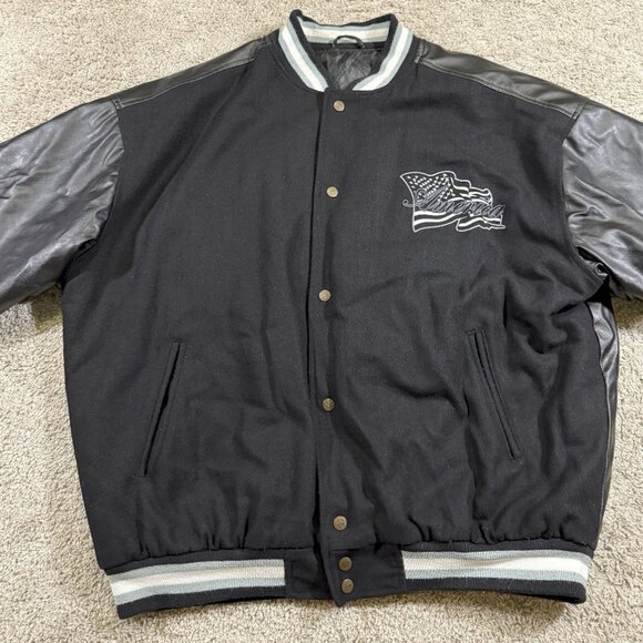 Vtg Steve & Barrys Hip Hop Embroidered America Pleather Varsity Club Jacket XL - Picture 3 of 7